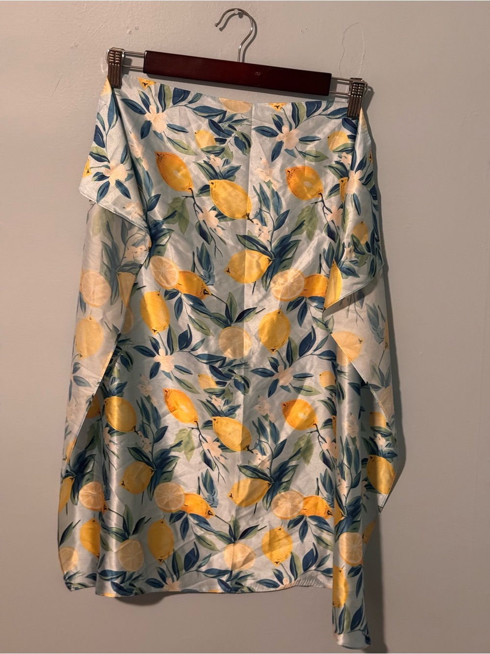 Large Square Satin Bandana Scarf from Italy Lemon Pattern